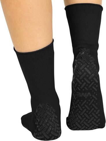 Vive Non-Slip Grip Socks (6 Pairs) - Slipper Socks for Women, Men - Anti-Slip Gripper Socks for Hospital, Yoga, Pilates in Saudi Arabia