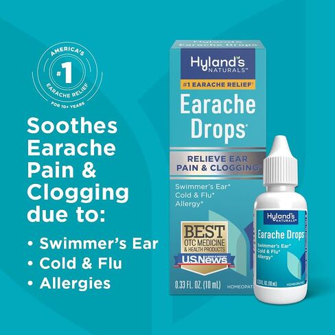 Hyland's Naturals Dry Ear Relief Oil, Relieve Ear Irritation Fast, for Itchy & Dry Irritated Ears, Ages 2+, Day & Night Drops, 0.5 Ounce in Saudi Arabia