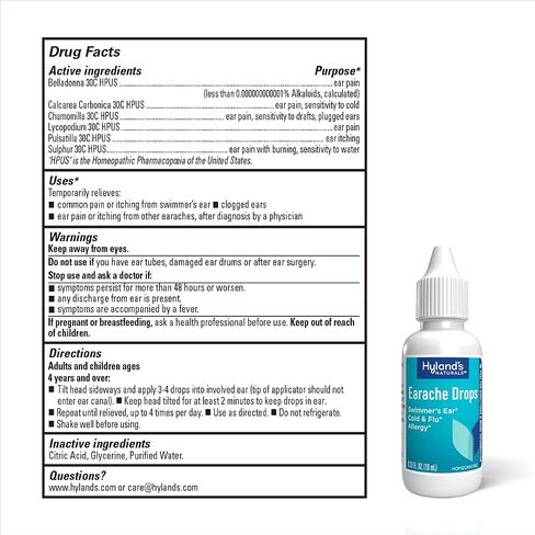 Hyland's Naturals Dry Ear Relief Oil, Relieve Ear Irritation Fast, for Itchy & Dry Irritated Ears, Ages 2+, Day & Night Drops, 0.5 Ounce in Saudi Arabia