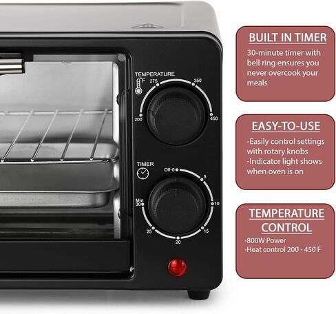 MegaChef 9.5 Quart Electric Counter Top 2 Slice Toaster Oven with Built in Timer, Bake, Broil, Toast (Candy Red) in Saudi Arabia