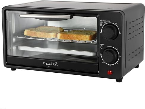 MegaChef 9.5 Quart Electric Counter Top 2 Slice Toaster Oven with Built in Timer, Bake, Broil, Toast (Candy Red) in Saudi Arabia