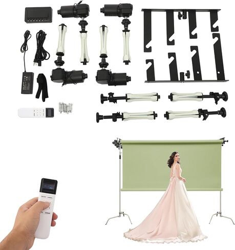 4 Roller Photography Backdrop Roller System,Motorized Electric Background Support System with Remote, Motorized Background Shaft Lifting Device for for Photo Studio in Saudi Arabia