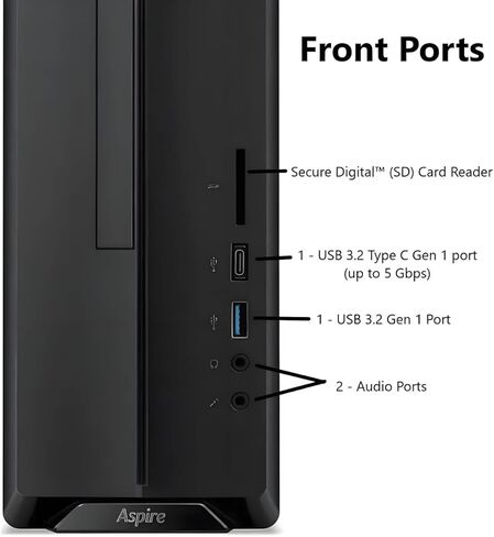 acer 2025 Aspire Desktop, 16GB RAM, 512GB PCIe SSD, Intel Processor, Ultra-Quiet Design, SD Card Reader, Dual 4K Monitor Support, USB-C, Wired Keyboard and Mouse, Windows 11 in Saudi Arabia