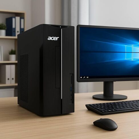 acer 2025 Aspire Desktop, 16GB RAM, 512GB PCIe SSD, Intel Processor, Ultra-Quiet Design, SD Card Reader, Dual 4K Monitor Support, USB-C, Wired Keyboard and Mouse, Windows 11 in Saudi Arabia