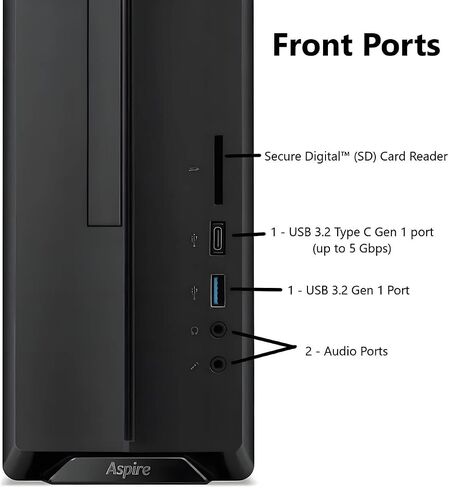 acer 2025 Aspire Desktop, 16GB RAM, 512GB PCIe SSD, Intel Processor, Ultra-Quiet Design, SD Card Reader, Dual 4K Monitor Support, USB-C, Wired Keyboard and Mouse, Windows 11 in Saudi Arabia