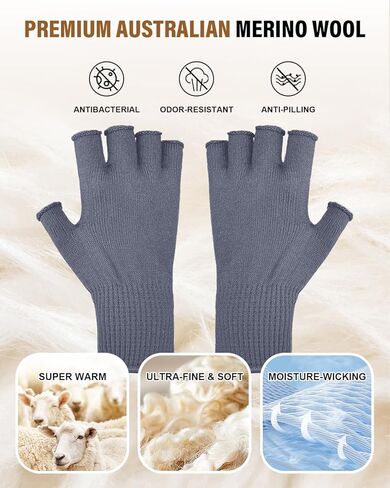 Evridwear Merino Wool Fingerless String Knit Liner Touchscreen Gloves 4 Colors in Saudi Arabia