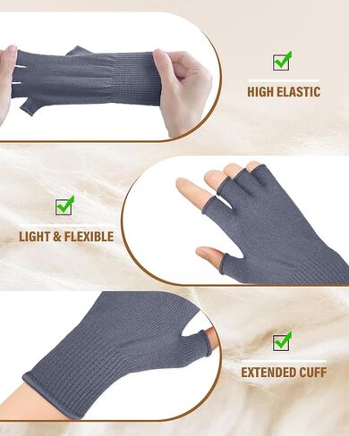 Evridwear Merino Wool Fingerless String Knit Liner Touchscreen Gloves 4 Colors in Saudi Arabia