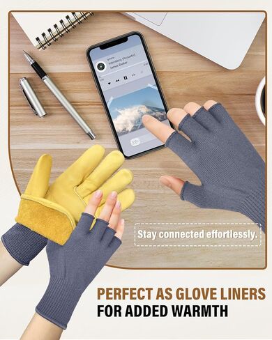 Evridwear Merino Wool Fingerless String Knit Liner Touchscreen Gloves 4 Colors in Saudi Arabia