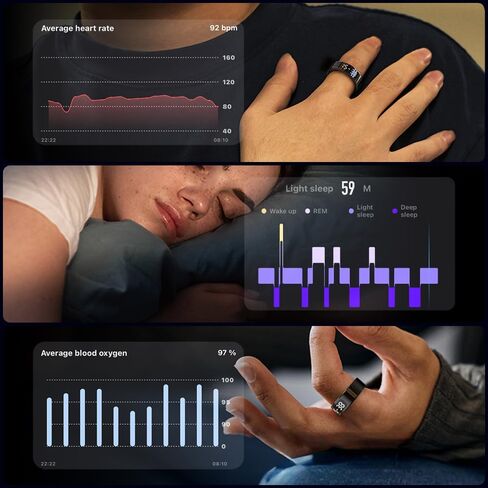 COLMI R12 Smart Ring for Women and Men, Touch and Display, Fitness Tracker, Heart Rate, Blood Oxygen, Sleep, Multiple Sports Modes, Suitable for iPhone and Android. (Gold, #8) in Kuwait