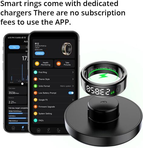 COLMI R12 Smart Ring for Women and Men, Touch and Display, Fitness Tracker, Heart Rate, Blood Oxygen, Sleep, Multiple Sports Modes, Suitable for iPhone and Android. (Gold, #8) in Kuwait