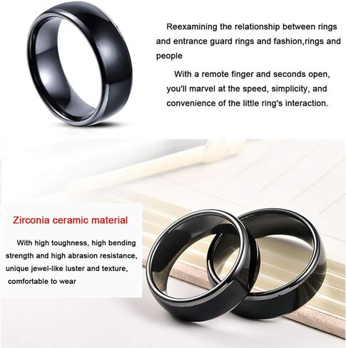T5577 or UID chip RFID Black Ceramics Smart Finger rewrite Ring 125KHZ/13.56MHZ Wear for Men or Women (T5577 125KHZ-19MM) in Kuwait