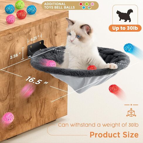 Cat Hammock Wall Mounted, Foldable & Stable Cat Beds- Breathable Cat Wall Shelves for Sleeping, Playing, Climbing, and Lounging - Maximum Hold Up to 30lb (Gray) in Kuwait