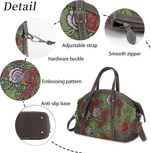 Purse and Handbags for Women Leather Shoulder Hand Bags Tote Handle Medium Satchel Vintage Embossing Rose in Kuwait