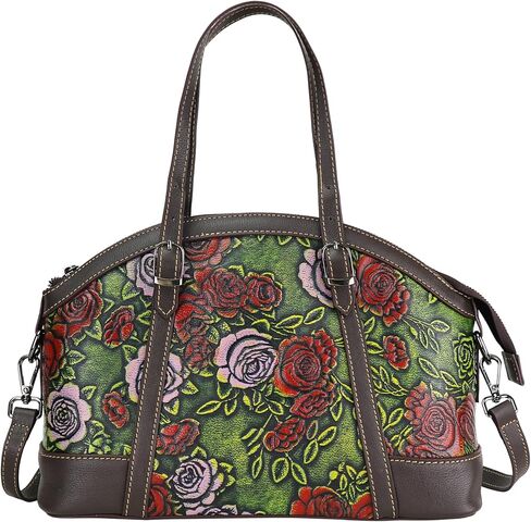 Purse and Handbags for Women Leather Shoulder Hand Bags Tote Handle Medium Satchel Vintage Embossing Rose in Kuwait