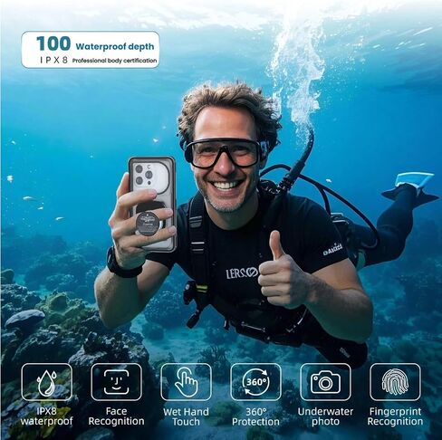 حقيبة هاتف مقاومة للماء ، حماية هاتف IPX8 مع مثالية للغطس ، الغوص ، والأنشطة المائية ، مناسبة لـ iPhone و Samsung و Motorola وجميع سلسلة الهواتف مع شاشات أقل من 6.9 (أسود) in Saudi Arabia
