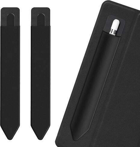 2 Pack Pencil Holder for Apple Pencil 1st 2nd Generation, YUOROS Adhesive Pencil Sleeve for iPad iPad 9th/8th Gen, Tablet Stylus Surface Pen (Black, Black) in Kuwait