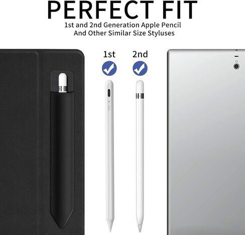 2 Pack Pencil Holder for Apple Pencil 1st 2nd Generation, YUOROS Adhesive Pencil Sleeve for iPad iPad 9th/8th Gen, Tablet Stylus Surface Pen (Black, Black) in Kuwait