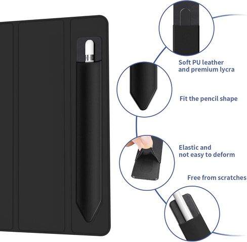 2 Pack Pencil Holder for Apple Pencil 1st 2nd Generation, YUOROS Adhesive Pencil Sleeve for iPad iPad 9th/8th Gen, Tablet Stylus Surface Pen (Black, Black) in Kuwait