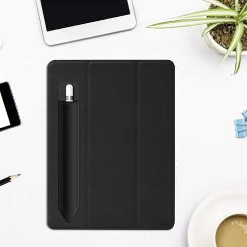 2 Pack Pencil Holder for Apple Pencil 1st 2nd Generation, YUOROS Adhesive Pencil Sleeve for iPad iPad 9th/8th Gen, Tablet Stylus Surface Pen (Black, Black) in Kuwait