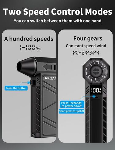 Compressed Air Duster-170000RPM Electric High-Speed Cordless Air Duster, Rechargeable Brushless Motor Blower, 4-Gear Adjustable and Press Adjustable Speed for Computer, Keyboard, Outdoor, House, Car in Saudi Arabia
