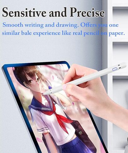 Dogain Digital Stylus Pen لشاشة تعمل باللمس ، قلم القلم القلم لـ Apple iPad Mini/Pro/Air ، Samsung ، iPhone ، Android ومعظم الأجهزة اللوحية ، وأقلام قابلة لإعادة الشحن 1.5 ملم - أبيض in Kuwait