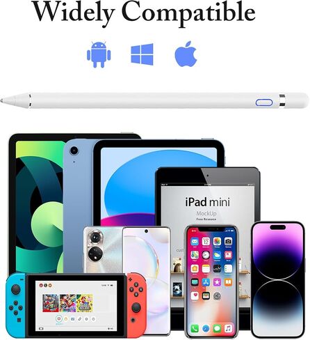 Dogain Digital Stylus Pen لشاشة تعمل باللمس ، قلم القلم القلم لـ Apple iPad Mini/Pro/Air ، Samsung ، iPhone ، Android ومعظم الأجهزة اللوحية ، وأقلام قابلة لإعادة الشحن 1.5 ملم - أبيض in Kuwait