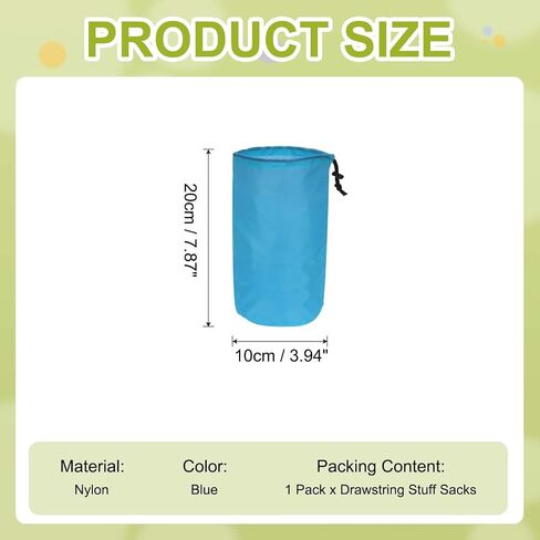 Stuff Sack, Nylon Waterproof Storage Sacks Portable Drawstring Dry Stuff Bag Gear Organization with Toggle, 7x13Inch Fit for Backpacking Camping Traveling Hiking(Black) in Saudi Arabia