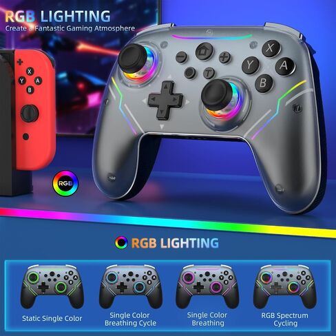 وحدة تحكم اللاسلكية JDDWIN متوافقة مع Nintendo Switch 2/Switch/Switch Pro/PC/Steam Deck ، لوحدات تحكم التبديل مع محول أدوات التحكم في قاعة الاستيقاظ ومحول Bluetooth USB للكمبيوتر الشخصي (أسود) in Kuwait