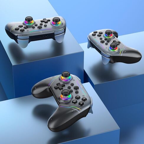 وحدة تحكم اللاسلكية JDDWIN متوافقة مع Nintendo Switch 2/Switch/Switch Pro/PC/Steam Deck ، لوحدات تحكم التبديل مع محول أدوات التحكم في قاعة الاستيقاظ ومحول Bluetooth USB للكمبيوتر الشخصي (أسود) in Kuwait