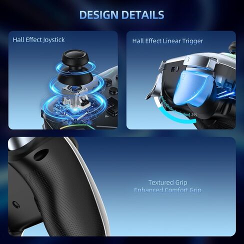 وحدة تحكم اللاسلكية JDDWIN متوافقة مع Nintendo Switch 2/Switch/Switch Pro/PC/Steam Deck ، لوحدات تحكم التبديل مع محول أدوات التحكم في قاعة الاستيقاظ ومحول Bluetooth USB للكمبيوتر الشخصي (أسود) in Kuwait