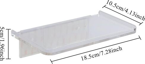 Stick-on Wall Shelf - Small Wall Mounted Adhesive Clear Acrylic Shelf Phone Holder Shelves Wipes Rack for Bathroom,Kitchen,Toilet,Office - Translucent in Kuwait
