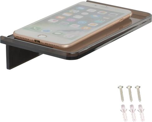 Stick-on Wall Shelf - Small Wall Mounted Adhesive Clear Acrylic Shelf Phone Holder Shelves Wipes Rack for Bathroom,Kitchen,Toilet,Office - Translucent in Kuwait