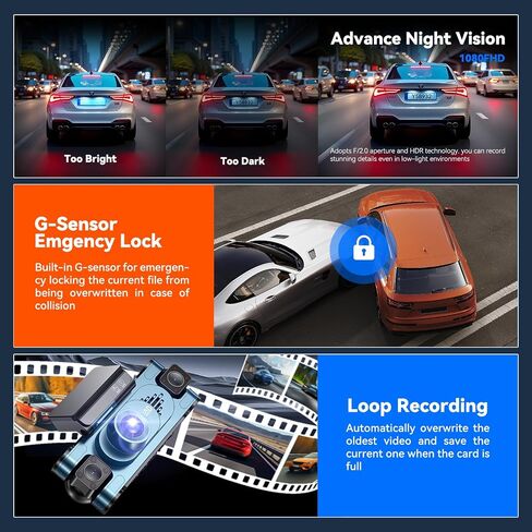 4K 360 ° DASHCAM للسيارات ، 4 قناة CAR CAR CAM CAM الأمامية والخلفية من الداخل مع بطاقة 128 جيجابايت متضمنة ، التحكم الصوتي ، 5.8G WIFI GPS ، الرؤية الليلية الأشعة تحت الحمراء ، مستشعر G ، وضع وقوف السيارات على مدار الساعة طوال أيام الأسبوع وتسجيل حلقة DA in Kuwait