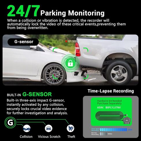 4K 360 ° DASHCAM للسيارات ، 4 قناة CAR CAR CAM CAM الأمامية والخلفية من الداخل مع بطاقة 128 جيجابايت متضمنة ، التحكم الصوتي ، 5.8G WIFI GPS ، الرؤية الليلية الأشعة تحت الحمراء ، مستشعر G ، وضع وقوف السيارات على مدار الساعة طوال أيام الأسبوع وتسجيل حلقة DA in Kuwait