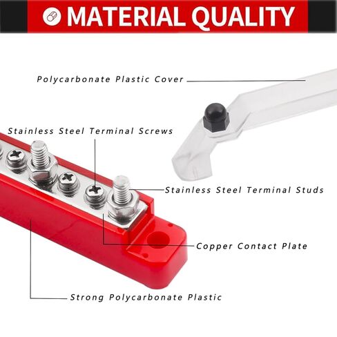 BUN BAR 12V 150A كتلة توزيع الطاقة 4 × 1/4 "طرفية مسامير 6 X #8 محطات لقوارب السيارة وأسلاك الأسلاك الشمسية 2 كتلة توزيع مع روابط الكابل وعلامات الكابلات لإدارة الكابلات in Kuwait