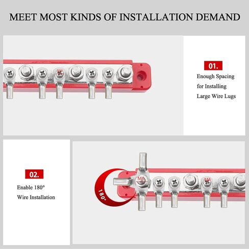 BUN BAR 12V 150A كتلة توزيع الطاقة 4 × 1/4 "طرفية مسامير 6 X #8 محطات لقوارب السيارة وأسلاك الأسلاك الشمسية 2 كتلة توزيع مع روابط الكابل وعلامات الكابلات لإدارة الكابلات in Kuwait