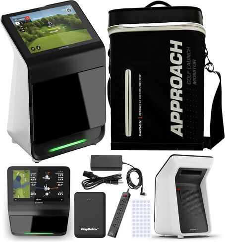 Garmin Neakping R50 Premium Golf Laffic Monitor & Simulator Bundle - Ball & Club Metrics ، شاشة ملونة مقاس 10 بوصات مع CASE ، ومرسل HDMI اللاسلكي ، و 25 قدمًا 4K HDMI كابل ، ومزيد in Saudi Arabia