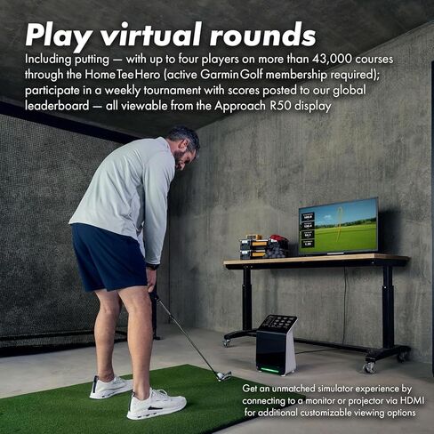 Garmin Neakping R50 Premium Golf Laffic Monitor & Simulator Bundle - Ball & Club Metrics ، شاشة ملونة مقاس 10 بوصات مع CASE ، ومرسل HDMI اللاسلكي ، و 25 قدمًا 4K HDMI كابل ، ومزيد in Saudi Arabia