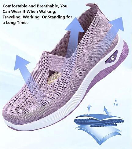 Women's Walking Sneakers Summer Breathable Mesh Slip-On Walk Shoes Trendy Comfortable Orthopedic Sneaker Casual Athletic Running Jogger Shoes in Kuwait