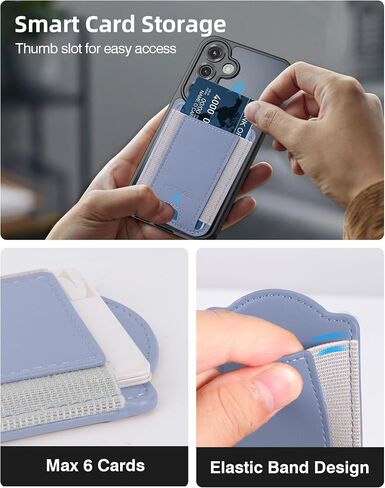 محفظة Mag-Safe لسلسلة Galaxy S25/S24 مع حالة مغناطيسية و iPhone 12/13/14/15/16/17 ، لا توجد حالة ، حامل بطاقات 6 ، RFID Leather Slim ، Black in Kuwait