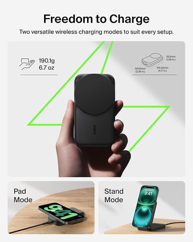 Belkin MagSafe Charger Compatible, 3-in-1 Charging Station, Qi2.2 25W Magnetic Wireless Charger Dock, Foldable Charging Stand, for iPhone 16/15/14, Apple Watch, AirPods (45W Adapter Included) in Saudi Arabia