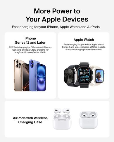 Belkin MagSafe Charger Compatible, 3-in-1 Charging Station, Qi2.2 25W Magnetic Wireless Charger Dock, Foldable Charging Stand, for iPhone 16/15/14, Apple Watch, AirPods (45W Adapter Included) in Saudi Arabia