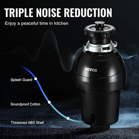 التخلص من القمامة VEVOR ، 1HP 3270 دورة في الدقيقة محرك DC ، التغذية المستمرة تغذية نفايات الحوض ، EZ Connect in Kuwait