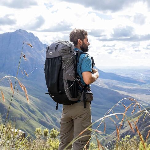 حقيبة ظهر Naturehike للمشي لمسافات طويلة والتخييم 45L/65L إطار داخلي خفيف الوزن مع غطاء مطر لحقائب الظهر للرياضات الخارجية ((40+5) L أسود، (40+5) L) in Kuwait