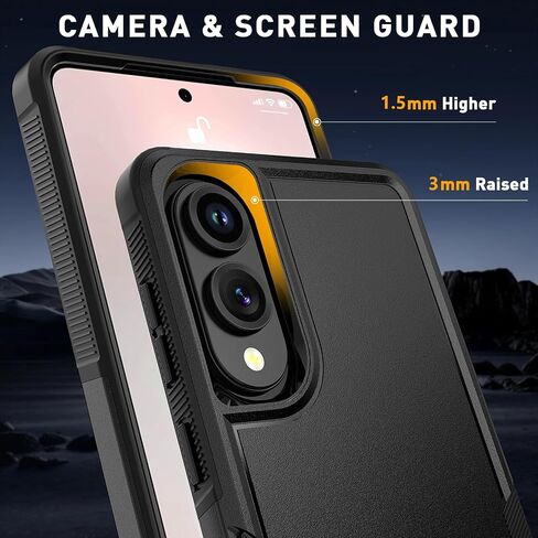 for Samsung Galaxy S25 Edge Case with HD Screen Protector, 10 FT Military Grade Drop Protection, Anti-Slip Breathable Design, Air Cushion Full-Body Protection Phone Case, Black in Saudi Arabia