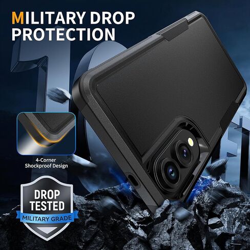 for Samsung Galaxy S25 Edge Case with HD Screen Protector, 10 FT Military Grade Drop Protection, Anti-Slip Breathable Design, Air Cushion Full-Body Protection Phone Case, Black in Saudi Arabia