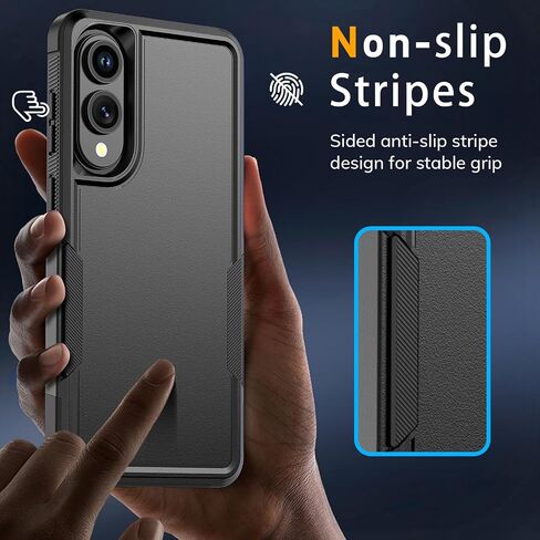 for Samsung Galaxy S25 Edge Case with HD Screen Protector, 10 FT Military Grade Drop Protection, Anti-Slip Breathable Design, Air Cushion Full-Body Protection Phone Case, Black in Saudi Arabia