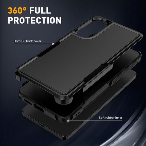 for Samsung Galaxy S25 Edge Case with HD Screen Protector, 10 FT Military Grade Drop Protection, Anti-Slip Breathable Design, Air Cushion Full-Body Protection Phone Case, Black in Saudi Arabia