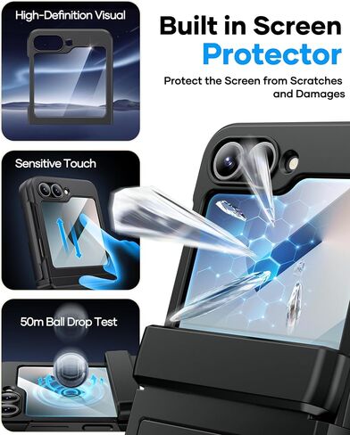 بالنسبة إلى Samsung Galaxy Z Flip 5 Wallet Case مع حامل البطاقة (3 بطاقات) وحماية الشاشة الخارجية وحماية المفصلات ، حالة غلاف واقية من Galaxy Z Flip 5 ، الأرجواني الداكن in Kuwait
