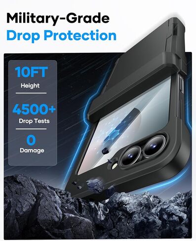 بالنسبة إلى Samsung Galaxy Z Flip 5 Wallet Case مع حامل البطاقة (3 بطاقات) وحماية الشاشة الخارجية وحماية المفصلات ، حالة غلاف واقية من Galaxy Z Flip 5 ، الأرجواني الداكن in Kuwait